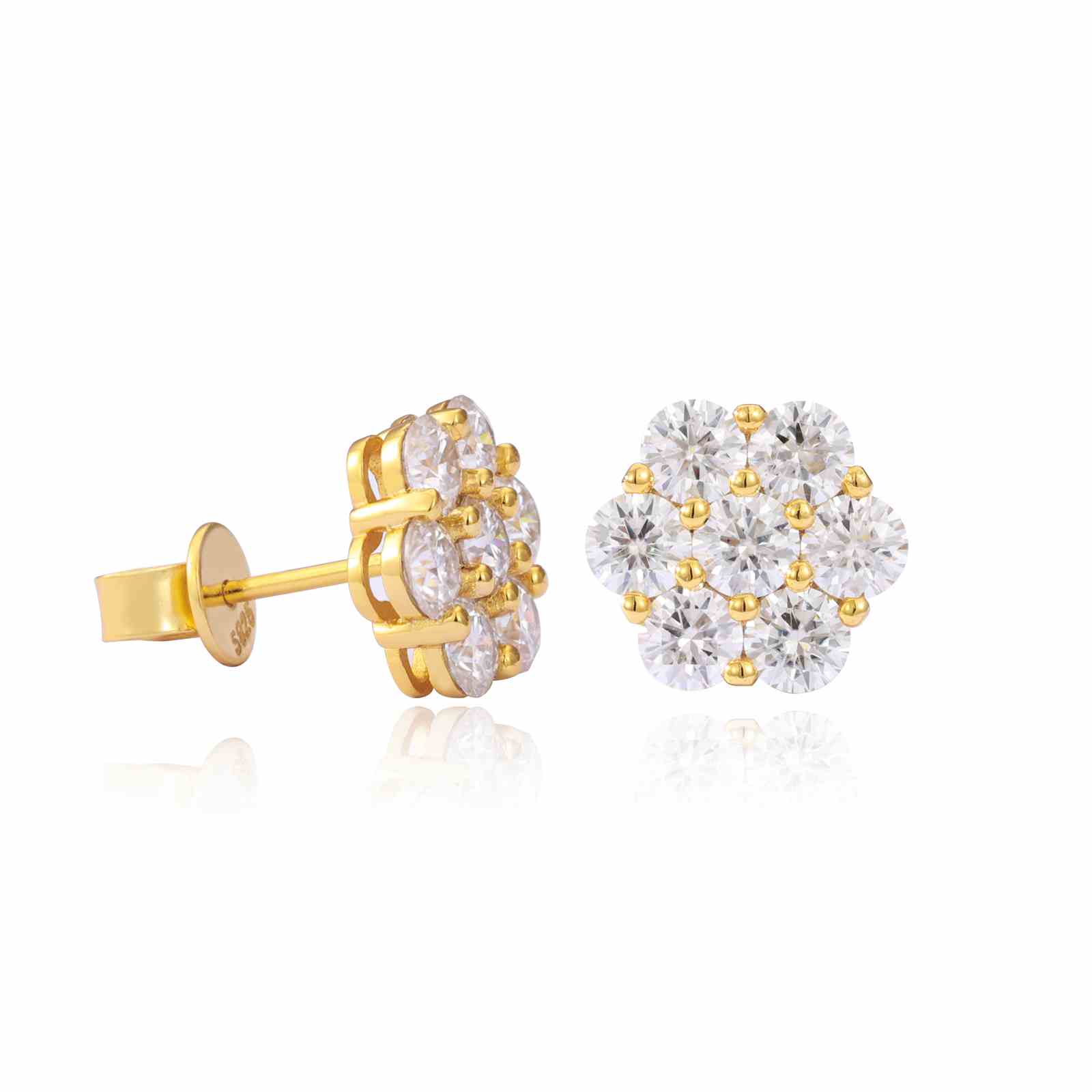 Gold Flower-shaped Plum Blossom Earrings [MSE.321J]