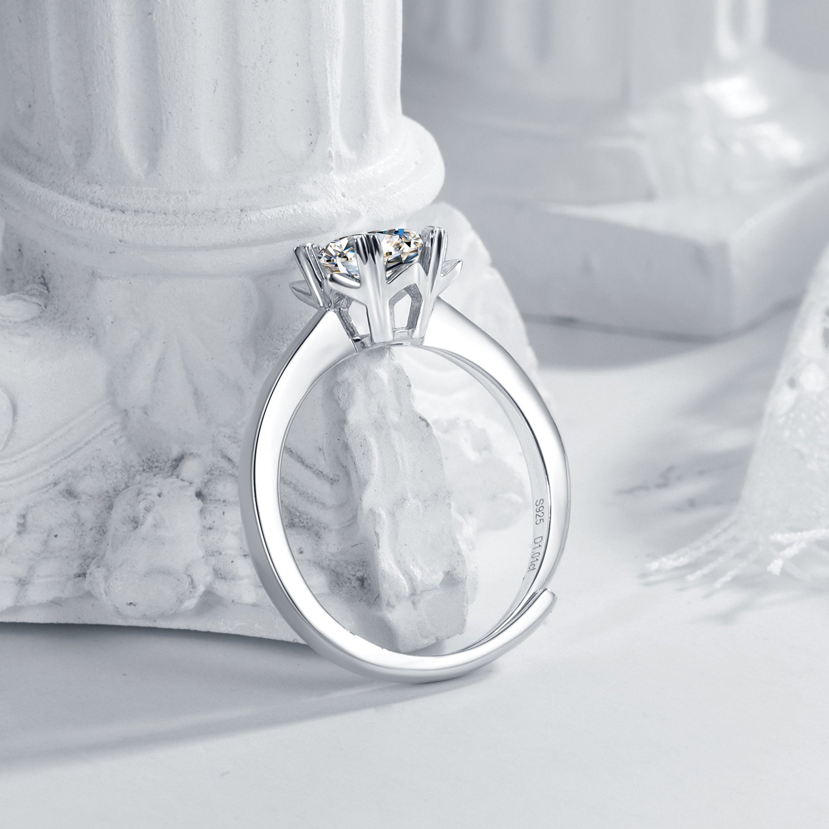 Straight arm snowflake single row ring [MSR.016]