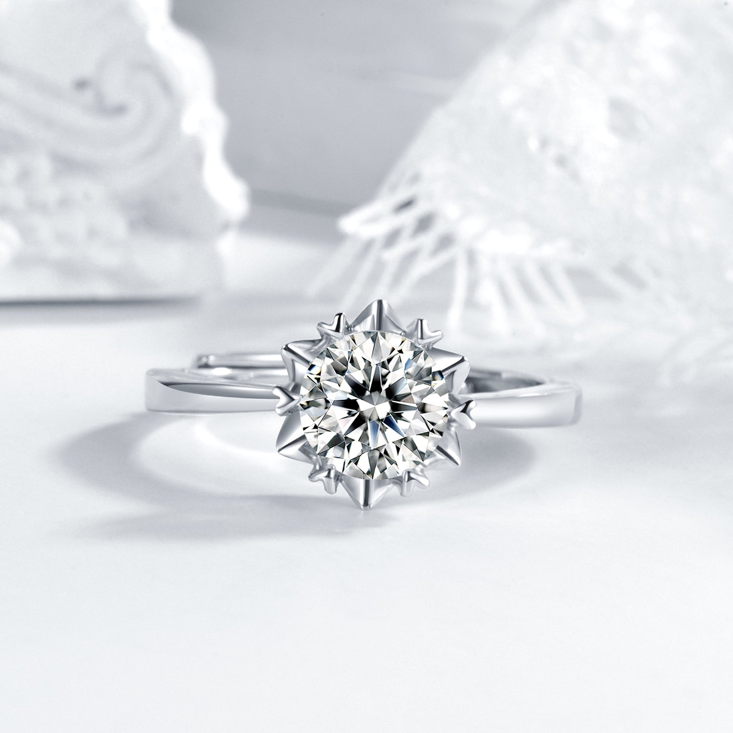 Straight arm snowflake single row ring [MSR.016]