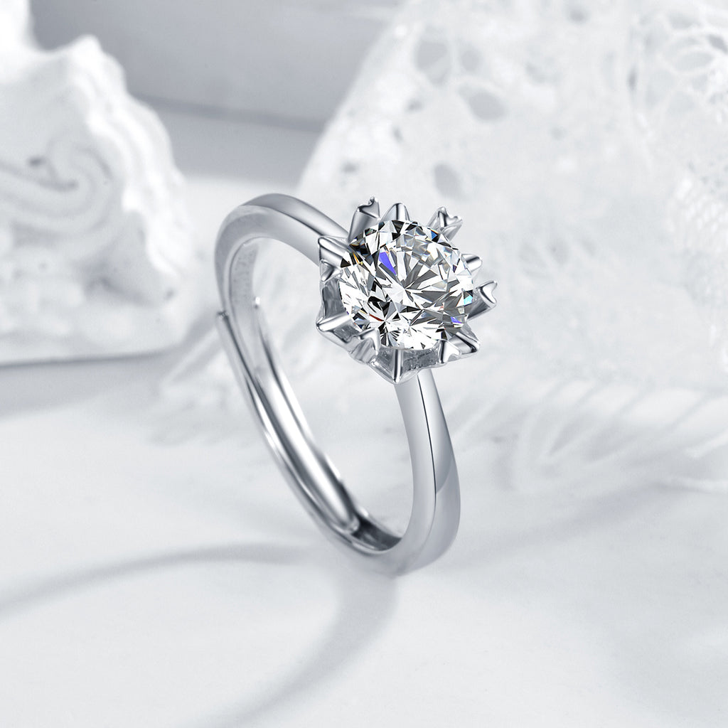Straight arm snowflake single row ring [MSR.016]