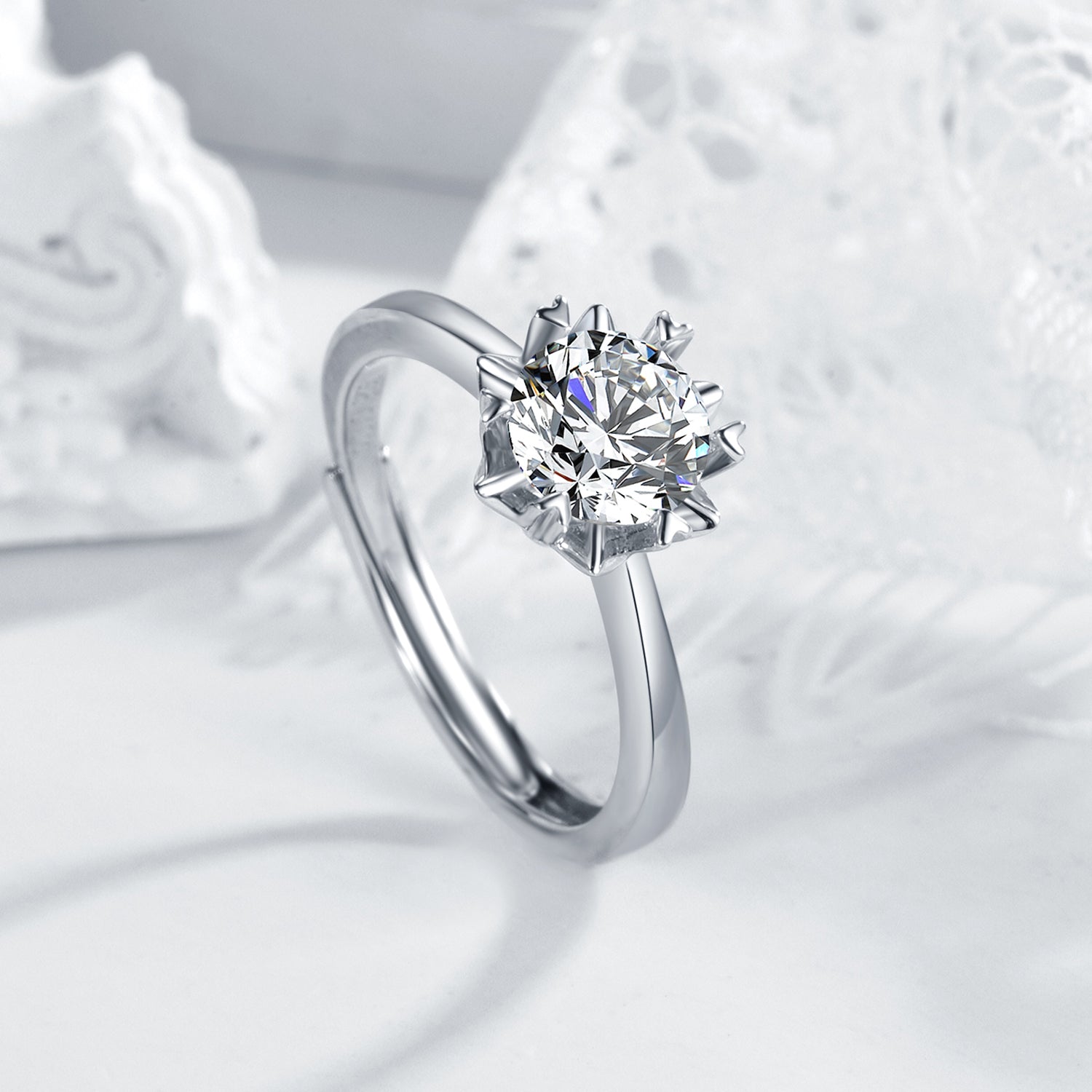 Straight arm snowflake single row ring [MSR.016]