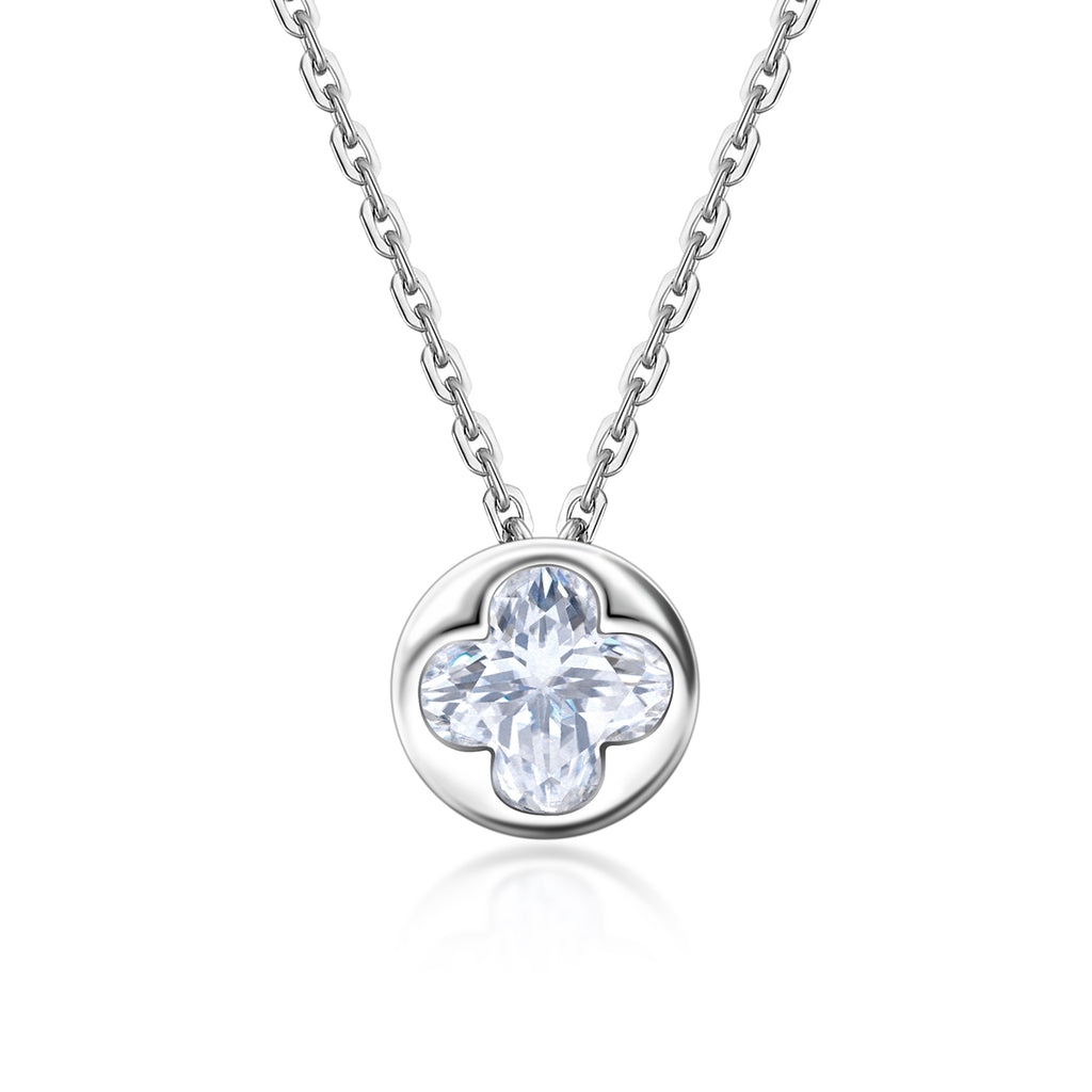 [MN0004] Round Four leaf clover necklace