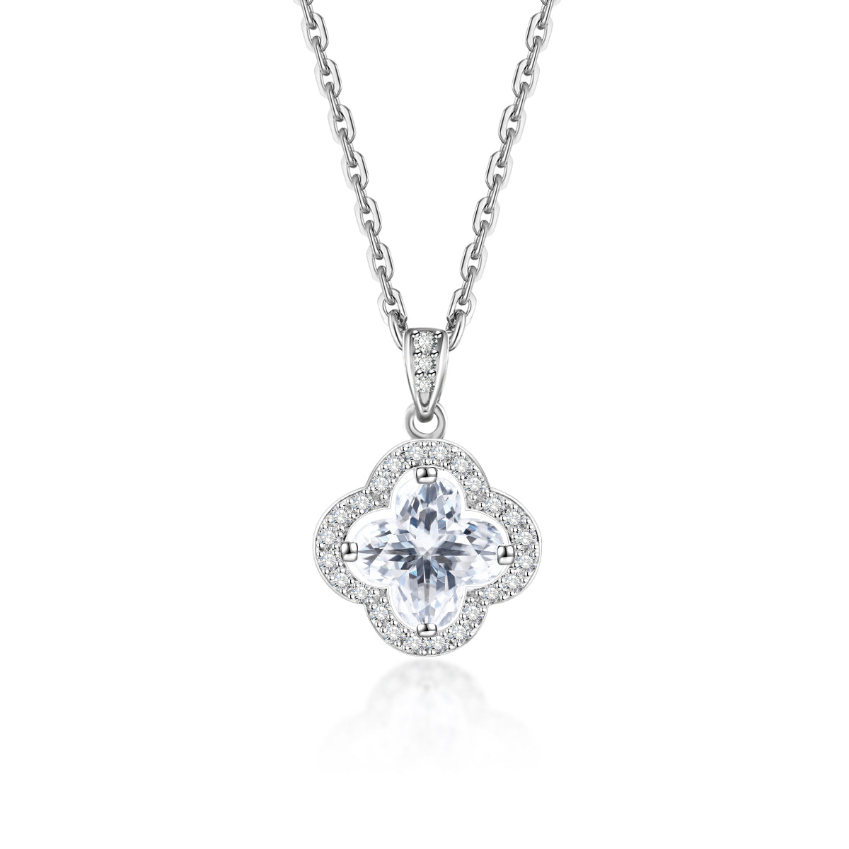 [MN0006] Micro-embellished four-leaf clover necklace