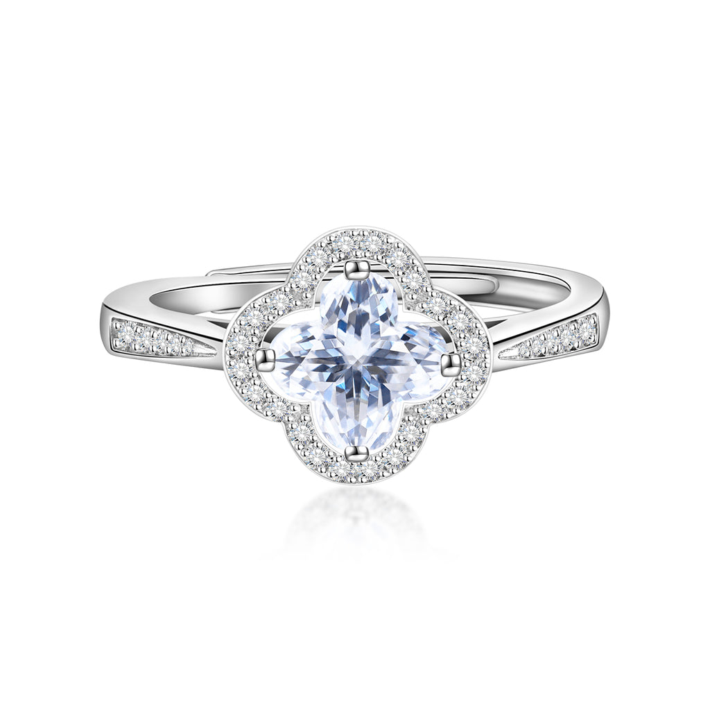 [MFR0006] Micro-paved four-leaf clover ring