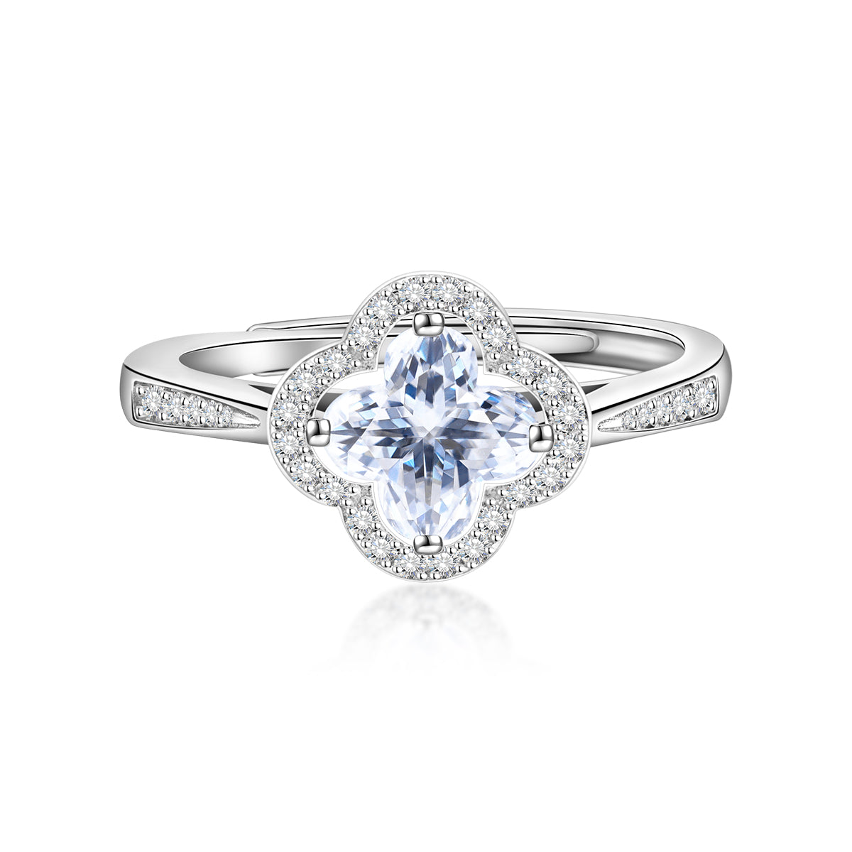 [MFR0006] Micro-paved four-leaf clover ring
